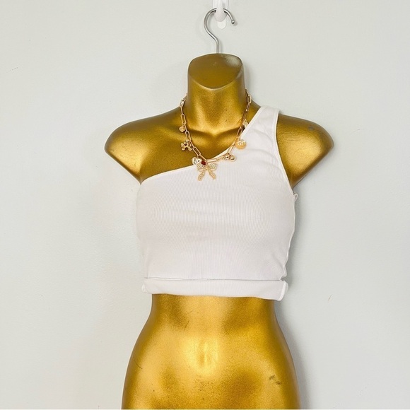 Bow tie know charm necklace gold paperclip coquette - Picture 3 of 3